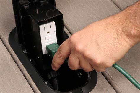 electrical deck work box|electrical outlet for outdoor deck.